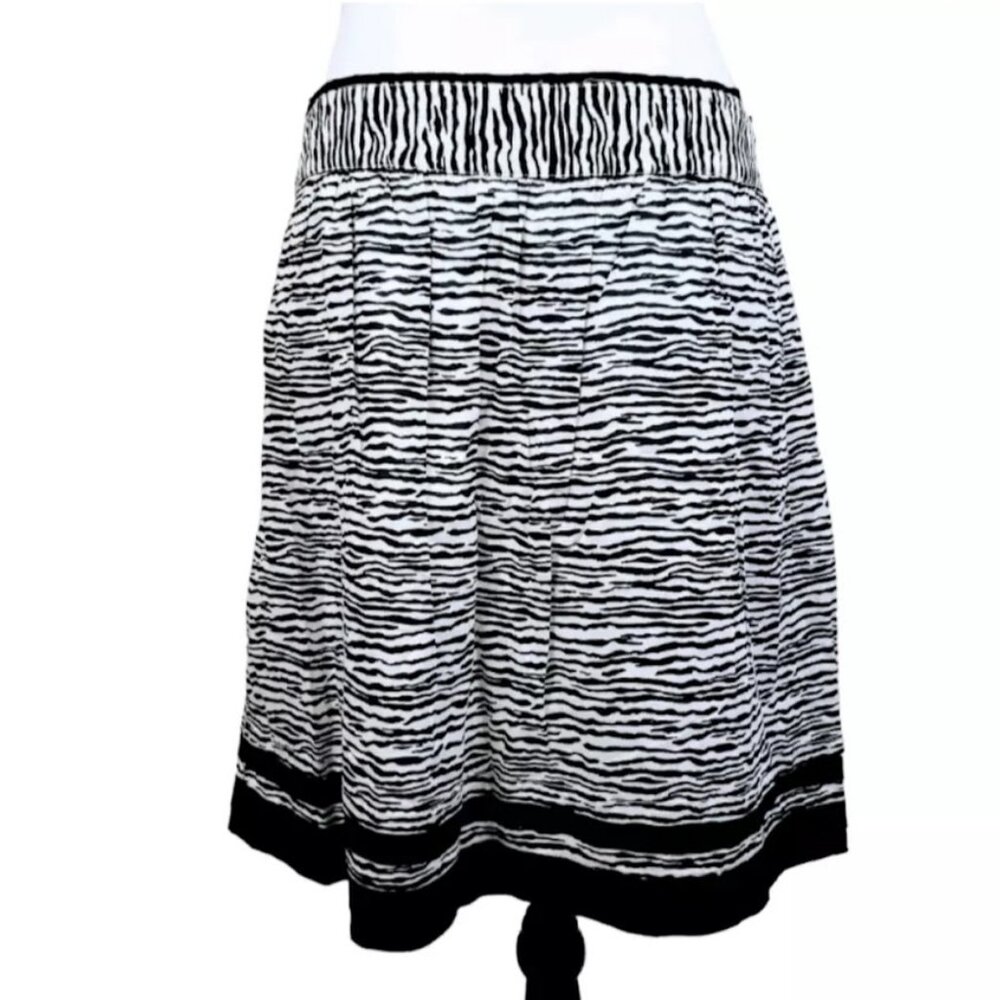 NWT ANN TAYLOR LOFT Skirt, Black White Zebra Striped 100% Cotton Work Career, 6